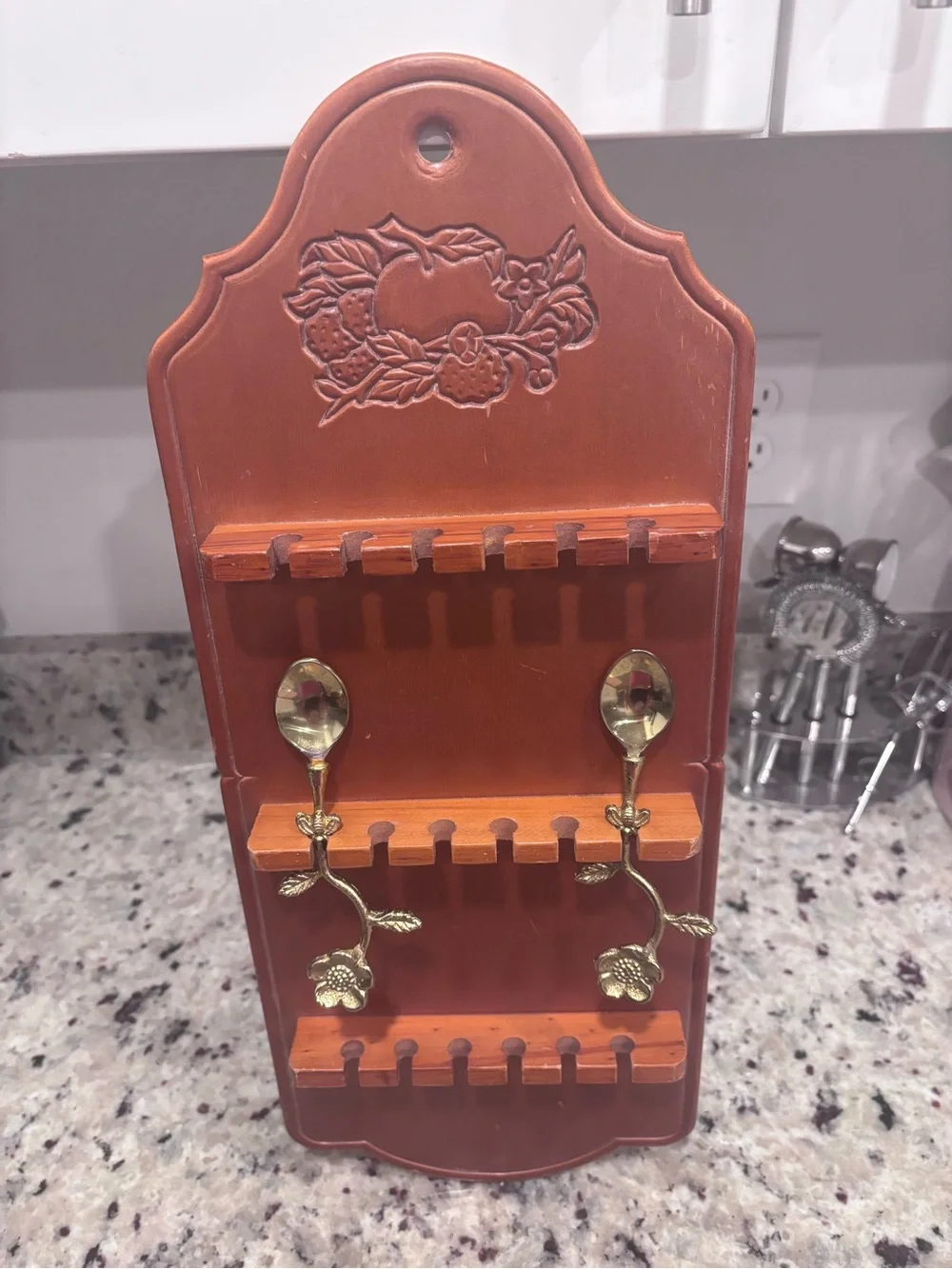 Vintage Wooden Spoon Display rack 1980s cottagecore grandmacore farmhouse cabin‎